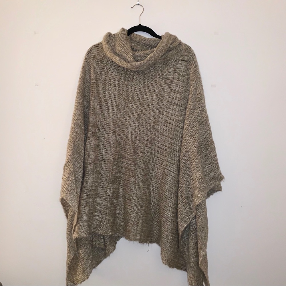 Do Everything in Love Tan Knit Sweater Poncho